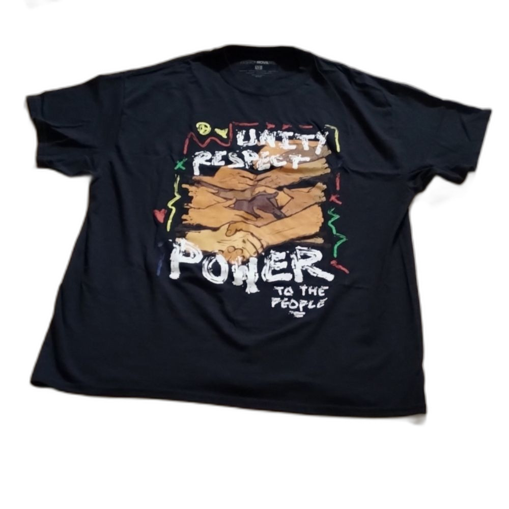 Fashion Nova Men's Black Cotton T-Shirt XL Unity, Respect, Power to the People